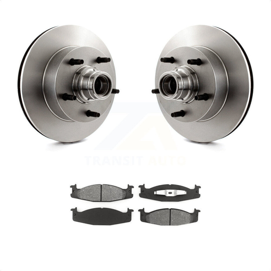 Front Disc Brake Rotors Hub Assembly And Semi-Metallic Pads Kit For Ford E-150 Econoline Club Wagon K8S-100697 by Transit Auto