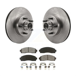Front Disc Brake Rotors Hub Assembly And Semi-Metallic Pads Kit For 2010-2011 Ford Ranger RWD K8S-100735
