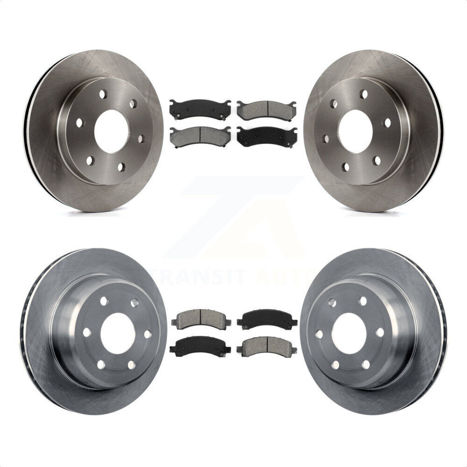 Front Rear Disc Brake Rotors And Semi-Metallic Pads Kit For Chevrolet Tahoe GMC Suburban 1500 Yukon Avalanche XL Cadillac Escalade Express Savana K8S-100765 by Transit Auto