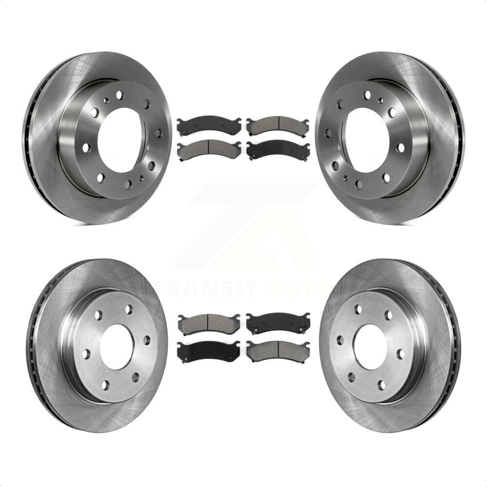 Front Rear Disc Brake Rotors And Semi-Metallic Pads Kit For Chevrolet Silverado 2500 HD GMC Sierra Hummer H2 1500 Suburban Yukon XL Avalanche Classic K8S-100771 by Transit Auto