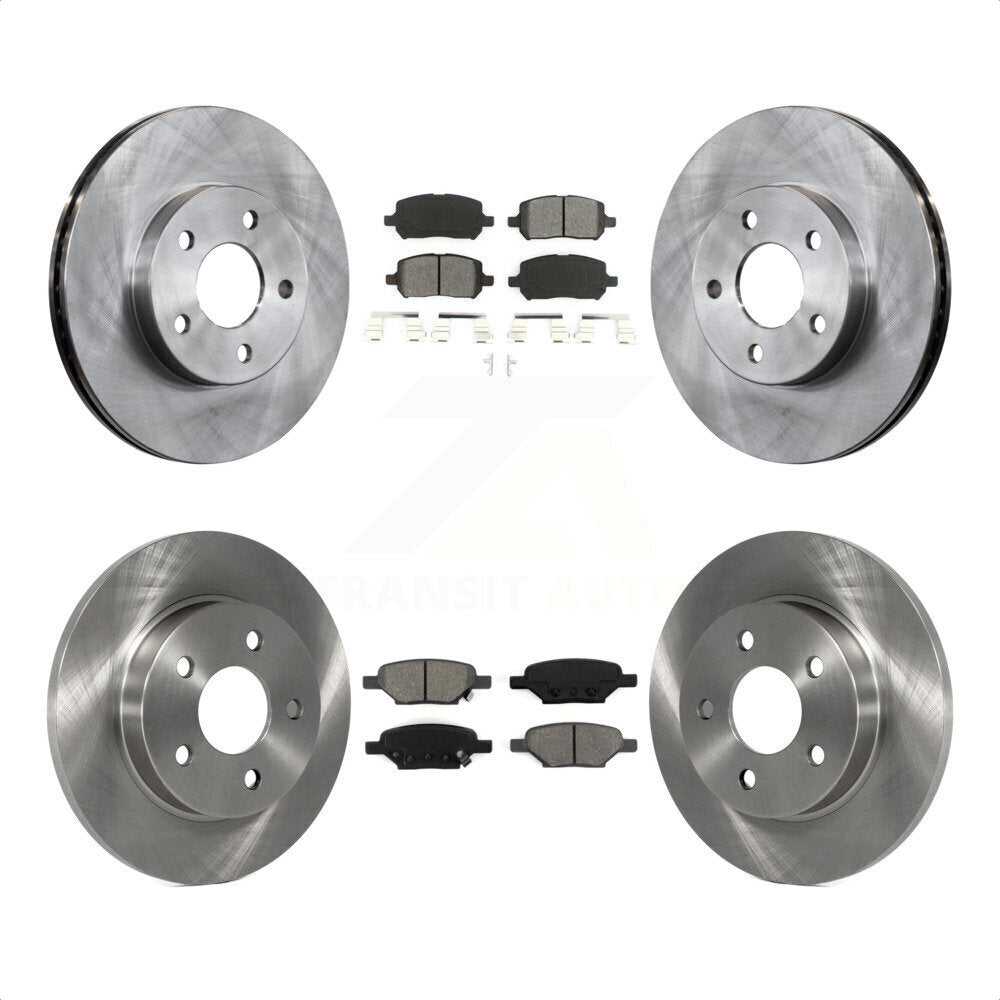 Front Rear Disc Brake Rotors And Semi-Metallic Pads Kit For 2007-2010 Pontiac G5 With Drum Brakes 5 Lug Wheels K8S-100818 by Transit Auto