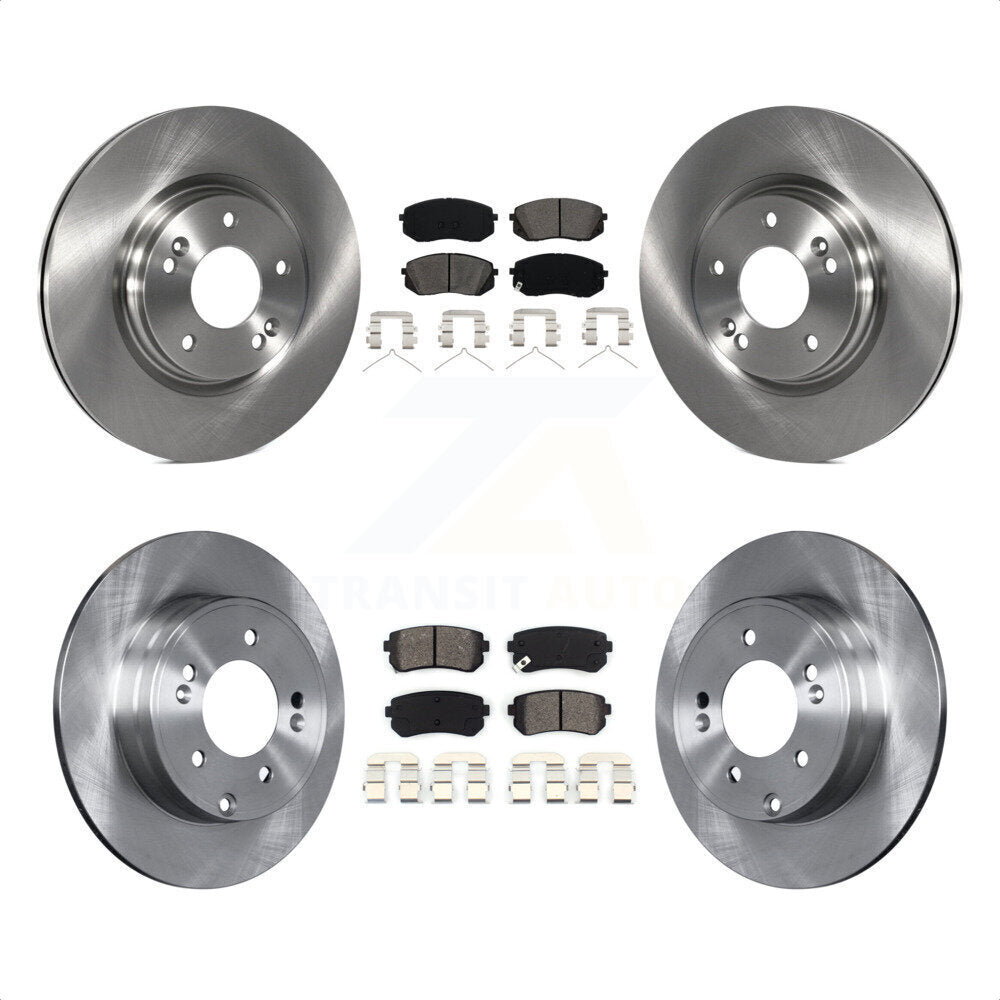 Front Rear Disc Brake Rotors And Semi-Metallic Pads Kit For 2015-2016 Hyundai Sonata GAS engine With Manual Parking K8S-101508 by Transit Auto