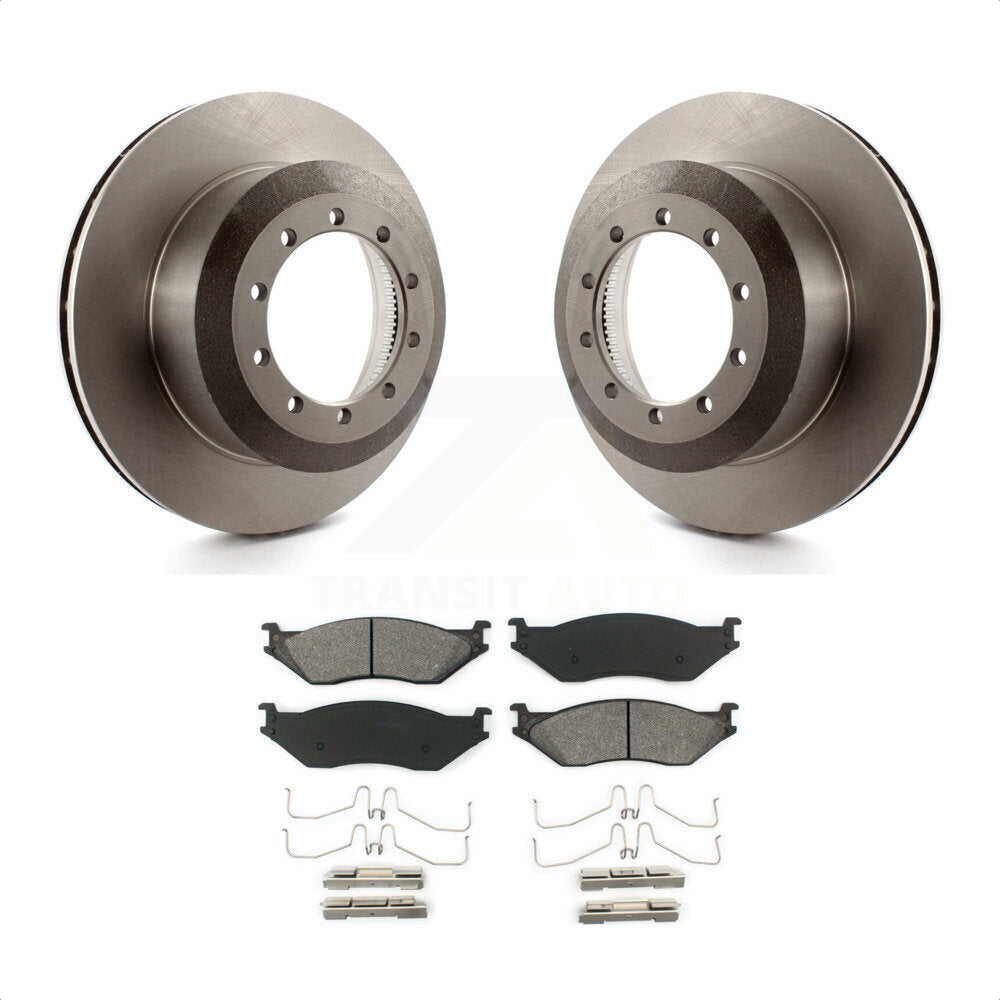 Rear Disc Brake Rotors And Semi-Metallic Pads Kit For Ford F59 F-550 Super Duty F-450 F-53 Motorhome Chassis F-59 Commercial Stripped K8S-101615 by Transit Auto