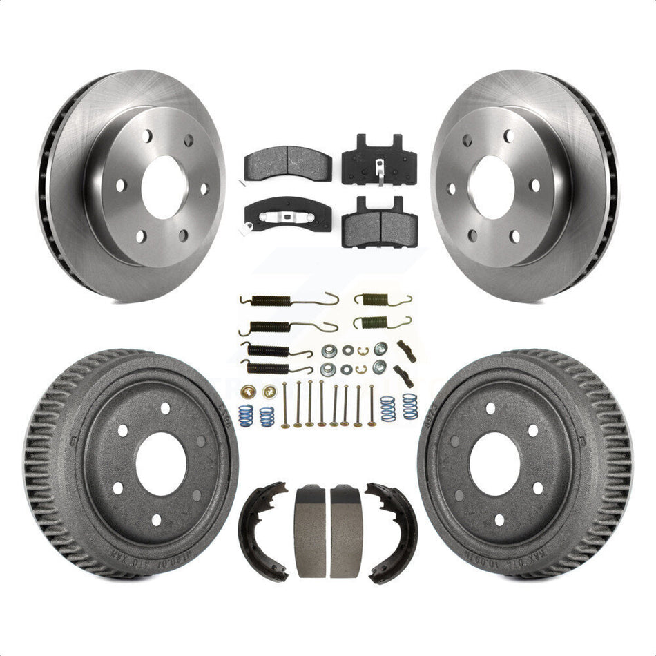 Front Rear Disc Brake Rotors Semi-Metallic Pads And Drum Kit (7Pc) For 1995-1997 GMC Yukon 2 doors with 4WD DIESEL engine With 11" Diameter K8S-102025 by Transit Auto