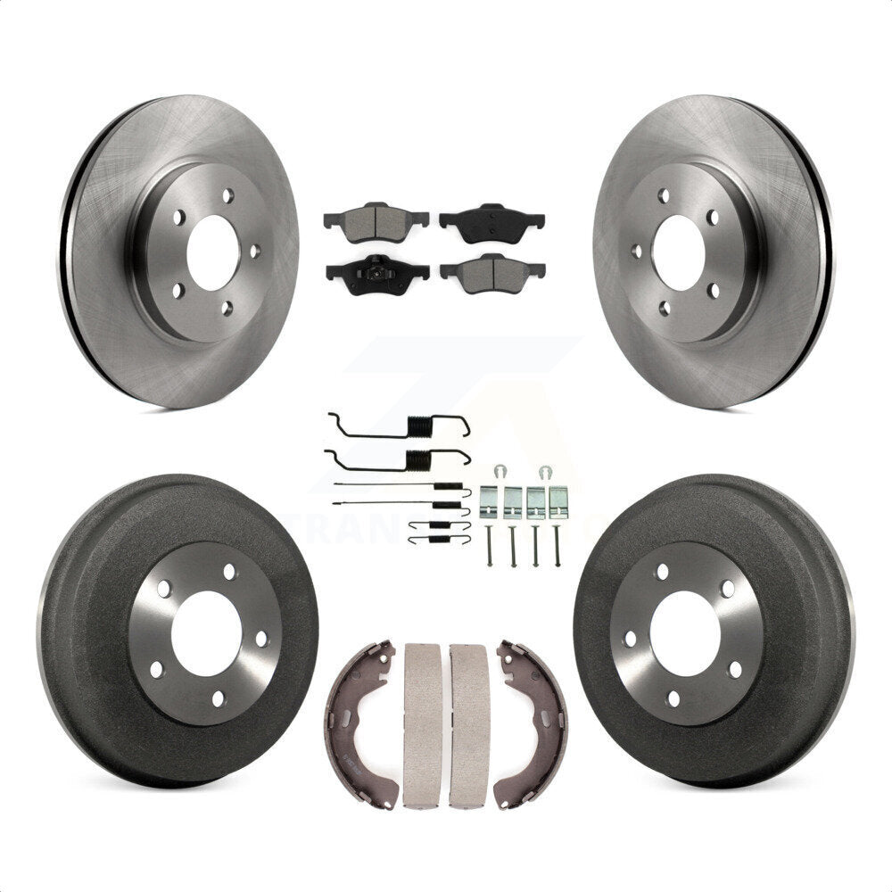 Front Rear Disc Brake Rotors Semi-Metallic Pads And Drum Kit (7Pc) For Ford Escape Mercury Mariner K8S-102041 by Transit Auto