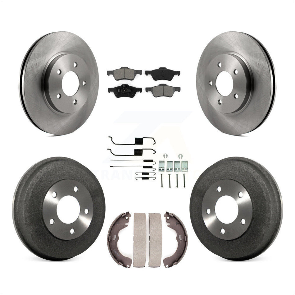 Front Rear Disc Brake Rotors Semi-Metallic Pads And Drum Kit (7Pc) For Ford Escape Mercury Mariner K8S-102041 by Transit Auto