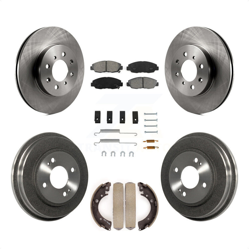 Front Rear Disc Brake Rotors Semi-Metallic Pads And Drum Kit (7Pc) For Honda Civic K8S-102087 by Transit Auto