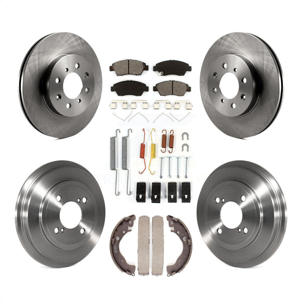 Front Rear Disc Brake Rotors Semi-Metallic Pads And Drum Kit (7Pc) For 2013 Honda Fit DX with GAS engine K8S-102089 by Transit Auto