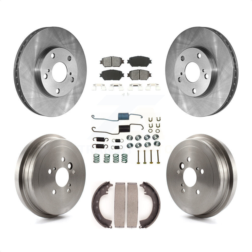 Front Rear Disc Brake Rotors Semi-Metallic Pads And Drum Kit (7Pc) For 2005-2006 Toyota Camry Base LE Vehicles Manufactured In Japan K8S-102100 by Transit Auto