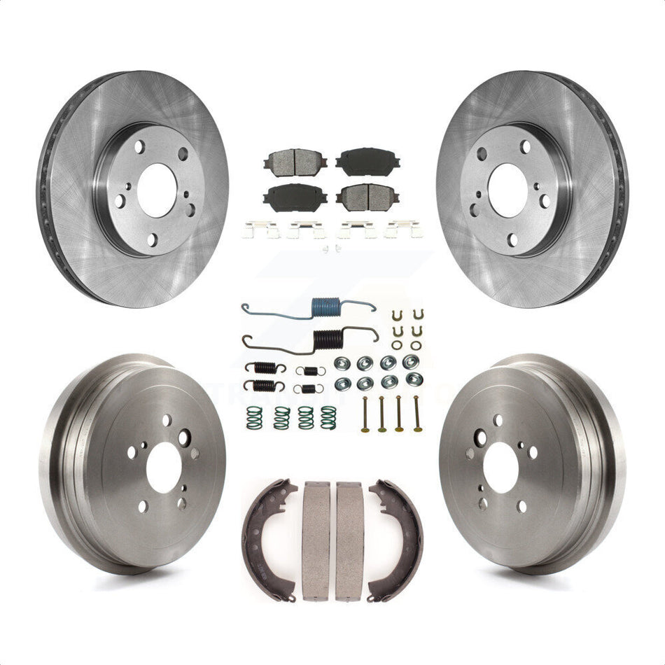 Front Rear Disc Brake Rotors Semi-Metallic Pads And Drum Kit (7Pc) For 2005-2006 Toyota Camry Base LE Vehicles Manufactured In Japan K8S-102100 by Transit Auto