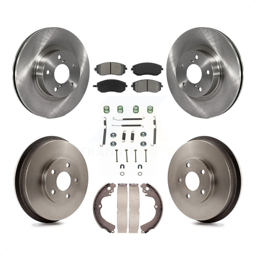 Front Rear Disc Brake Rotors Semi-Metallic Pads And Drum Kit (7Pc) For 2002-2003 Subaru Impreza Outback RS TS K8S-102117 by Transit Auto