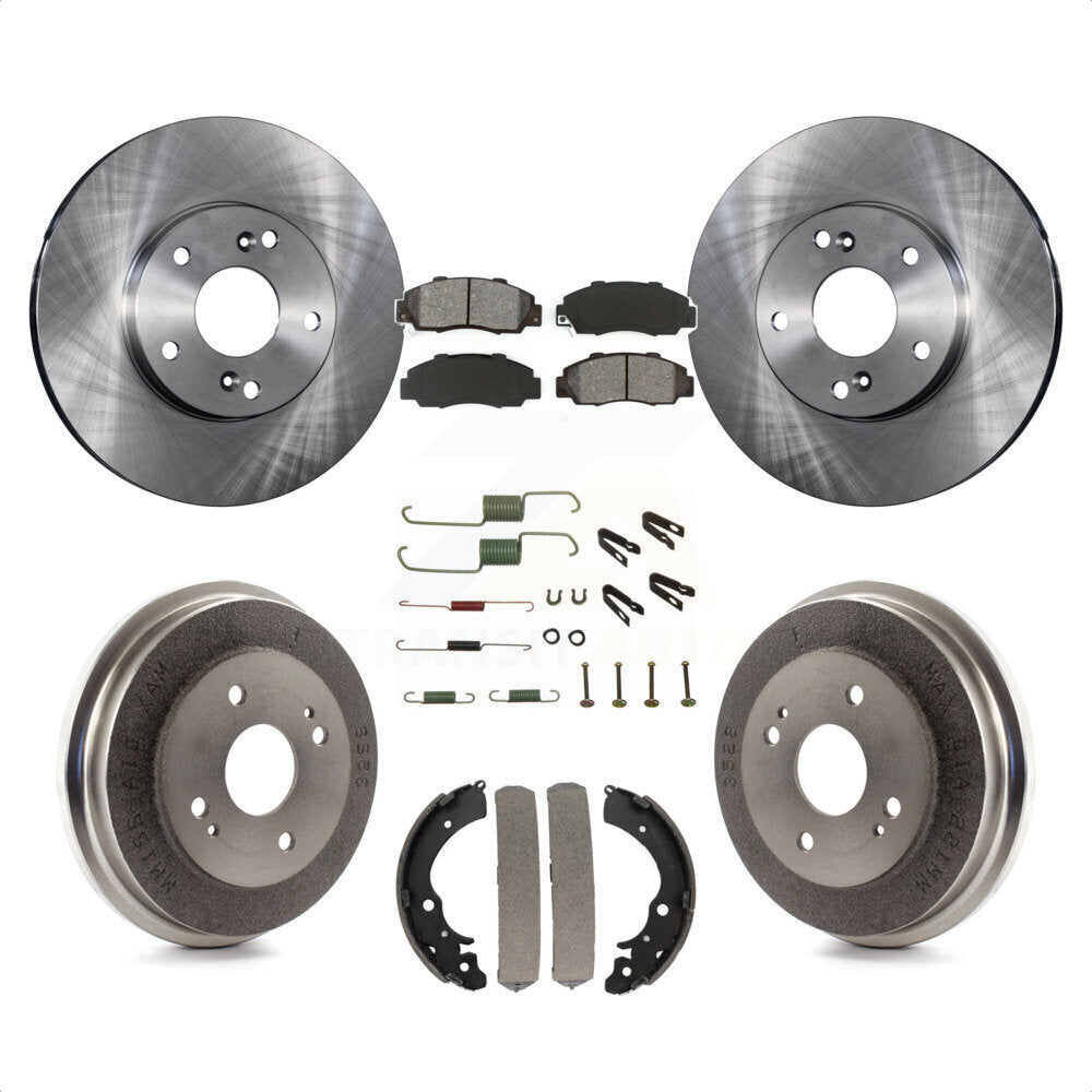 Front Rear Disc Brake Rotors Semi-Metallic Pads And Drum Kit (7Pc) For Honda Accord 3.0L K8S-102118 by Transit Auto