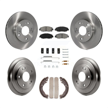 Front Rear Disc Brake Rotors Semi-Metallic Pads And Drum Kit (7Pc) For Honda Civic K8S-102143 by Transit Auto