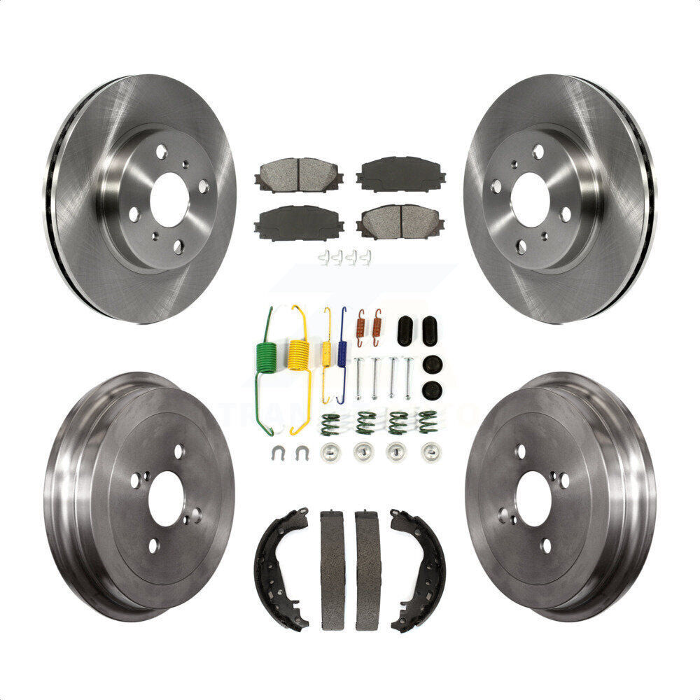 Front Rear Disc Brake Rotors Semi-Metallic Pads And Drum Kit (7Pc) For Toyota Yaris K8S-102162 by Transit Auto