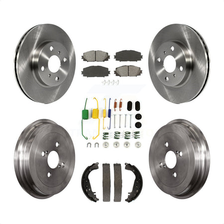 Front Rear Disc Brake Rotors Semi-Metallic Pads And Drum Kit (7Pc) For Toyota Yaris K8S-102162 by Transit Auto