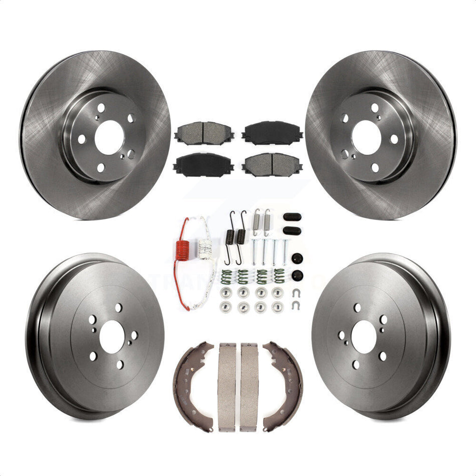 Front Rear Disc Brake Rotors Semi-Metallic Pads And Drum Kit (7Pc) For Toyota Corolla K8S-102165 by Transit Auto