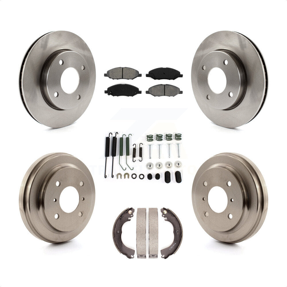 Front Rear Disc Brake Rotors Semi-Metallic Pads And Drum Kit (7Pc) For 2009-2011 Nissan Versa 1.6L K8S-102166 by Transit Auto