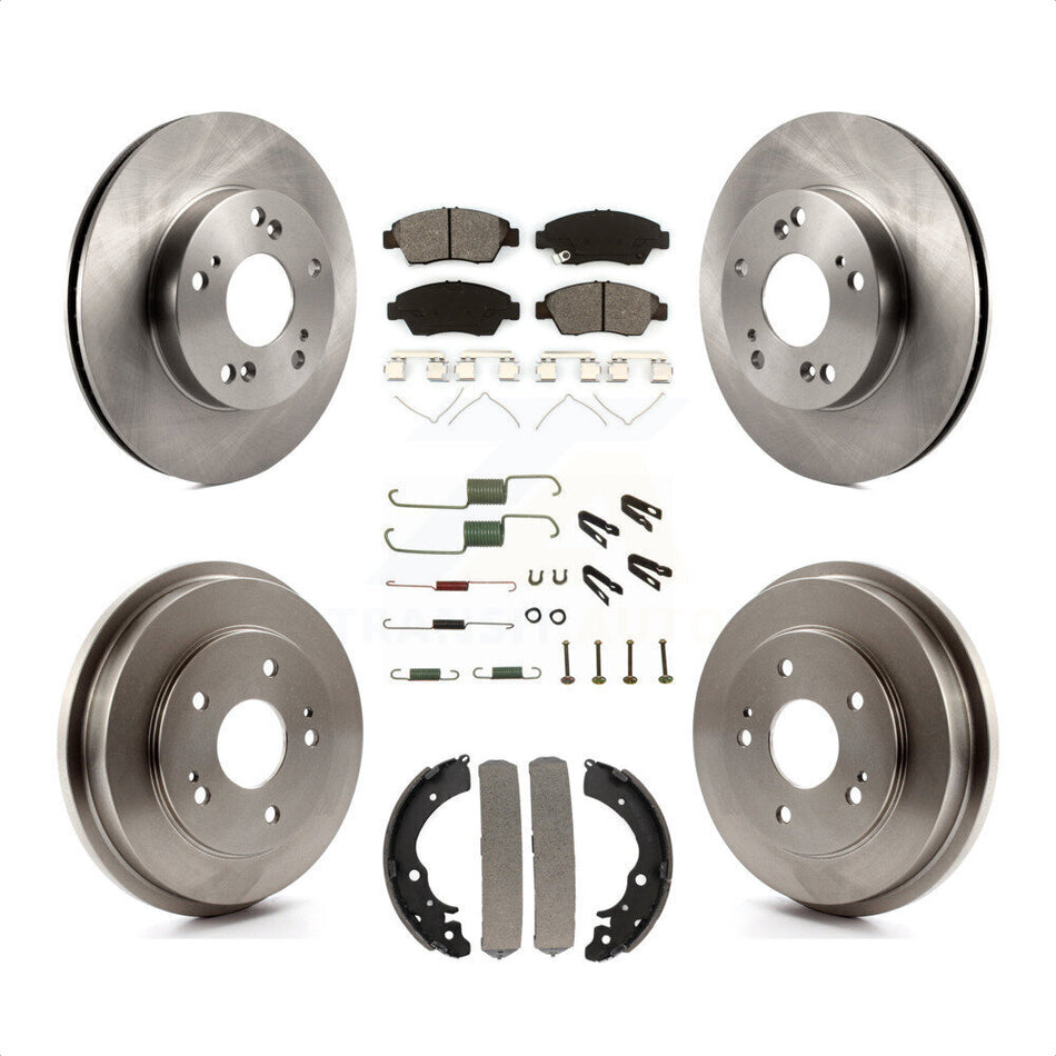 Front Rear Disc Brake Rotors Semi-Metallic Pads And Drum Kit (7Pc) For Honda Civic K8S-102167 by Transit Auto