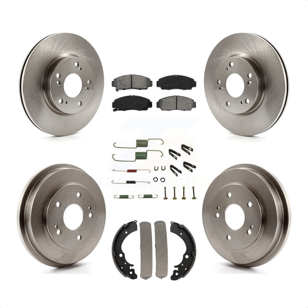 Front Rear Disc Brake Rotors Semi-Metallic Pads And Drum Kit (7Pc) For Honda Civic K8S-102174 by Transit Auto