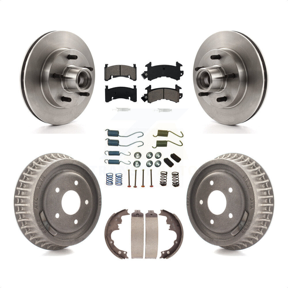 Front Rear Disc Brake Rotors Hub Assembly Semi-Metallic Pads And Drum Kit (7Pc) For Chevrolet S10 GMC Sonoma Jimmy Blazer K8S-102178 by Transit Auto