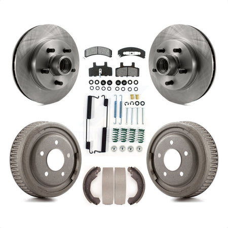 Front Rear Disc Brake Rotors Hub Assembly Semi-Metallic Pads And Drum Kit (7Pc) For GMC Yukon K8S-102181 by Transit Auto