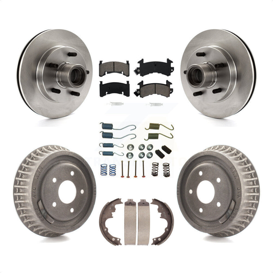 Front Rear Disc Brake Rotors Hub Assembly Semi-Metallic Pads And Drum Kit (7Pc) For Chevrolet S10 GMC Sonoma Blazer Jimmy Isuzu Hombre K8S-102187 by Transit Auto