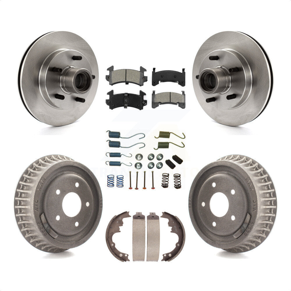 Front Rear Disc Brake Rotors Hub Assembly Semi-Metallic Pads And Drum Kit (7Pc) For 2003-2003 Chevrolet S10 GMC Sonoma RWD with rear brakes K8S-102188 by Transit Auto