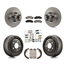 Front Rear Disc Brake Rotors Hub Assembly Semi-Metallic Pads And Drum Kit (7Pc) For Ford Ranger With 10" Diameter K8S-102200