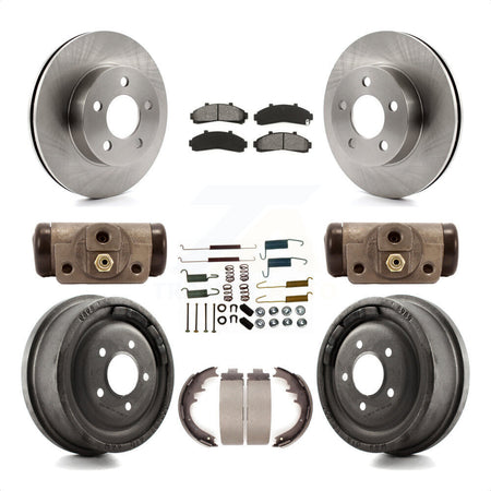 Front Rear Disc Brake Rotors Semi-Metallic Pads And Drum Kit (9Pc) For Ford Ranger Mazda B3000 B4000 With 10" Diameter 4WD K8S-102221 by Transit Auto