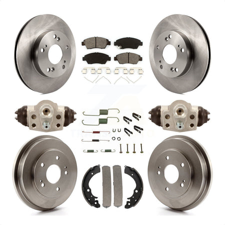 Front Rear Disc Brake Rotors Semi-Metallic Pads And Drum Kit (9Pc) For Honda Civic K8S-102249 by Transit Auto