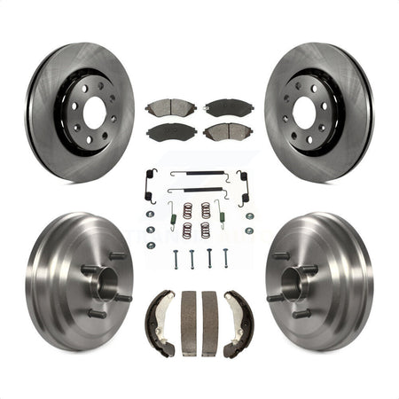 Front Rear Disc Brake Rotors Semi-Metallic Pads And Drum Kit (7Pc) For Chevrolet Aveo Aveo5 Pontiac G3 Wave Wave5 With Hub Assembly K8S-102302 by Transit Auto