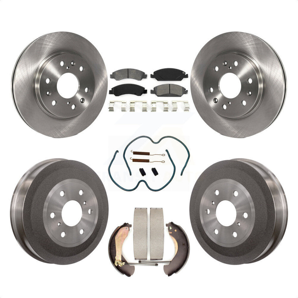 Front Rear Disc Brake Rotors Semi-Metallic Pads And Drum Kit (7Pc) For 2009-2009 Chevrolet Silverado 1500 GMC Sierra Except Vehicles Using Hold Down Pins K8S-102307 by Transit Auto