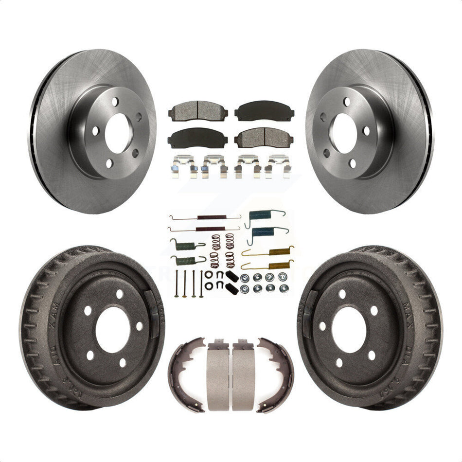 Front Rear Disc Brake Rotors Semi-Metallic Pads And Drum Kit (7Pc) For 2010 Mazda B4000 With 9" Diameter K8S-102325 by Transit Auto