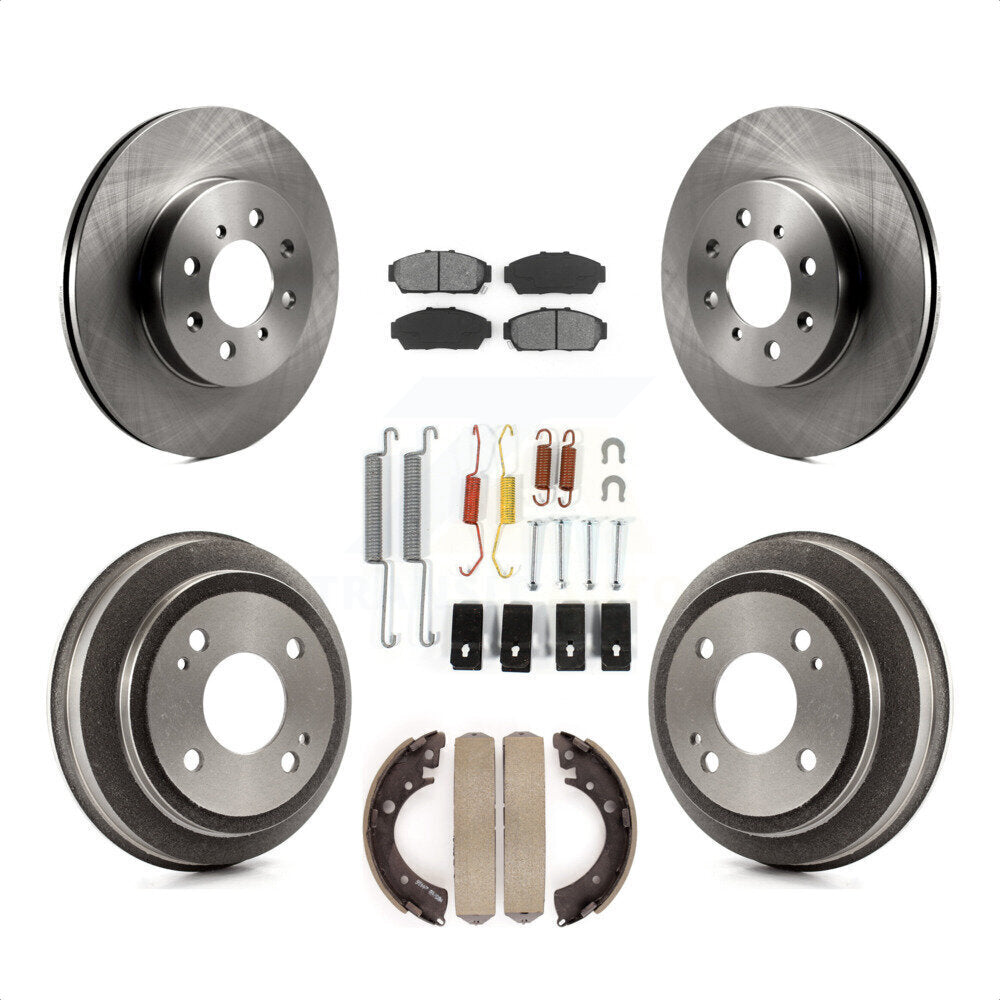 Front Rear Disc Brake Rotors Semi-Metallic Pads And Drum Kit (7Pc) For 1994 Honda Civic EX with 2 doors Coupe Manual transmission K8S-102354 by Transit Auto