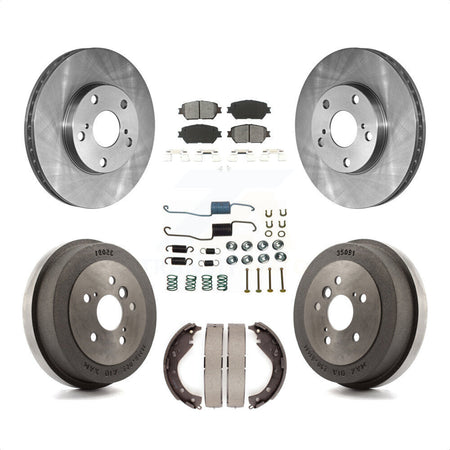 Front Rear Disc Brake Rotors Semi-Metallic Pads And Drum Kit (7Pc) For 2005 Toyota Camry Base LE Vehicles Manufactured In USA K8S-102357 by Transit Auto