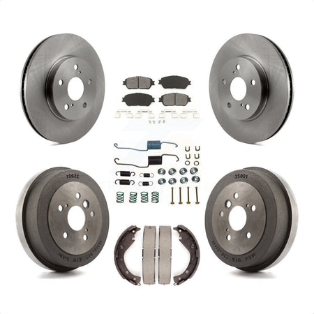 Front Rear Disc Brake Rotors Semi-Metallic Pads And Drum Kit (7Pc) For 2005 Toyota Camry SE XLE Vehicles Manufactured In USA K8S-102390 by Transit Auto