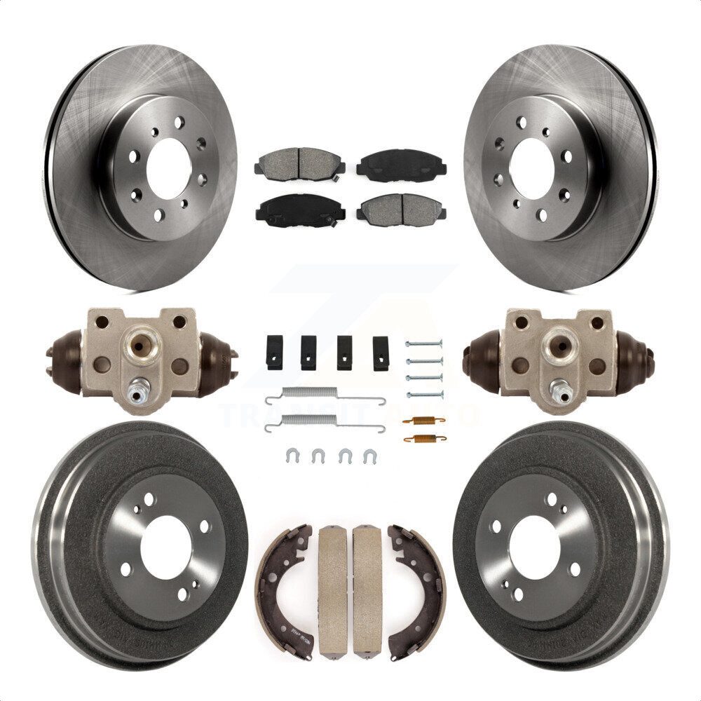 Front Rear Disc Brake Rotors Semi-Metallic Pads And Drum Kit (9Pc) For Honda Civic K8S-102423 by Transit Auto