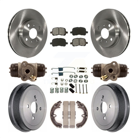 Front Rear Disc Brake Rotors Semi-Metallic Pads And Drum Kit (9Pc) For Toyota Corolla Chevrolet Prizm Non-ABS K8S-102441 by Transit Auto