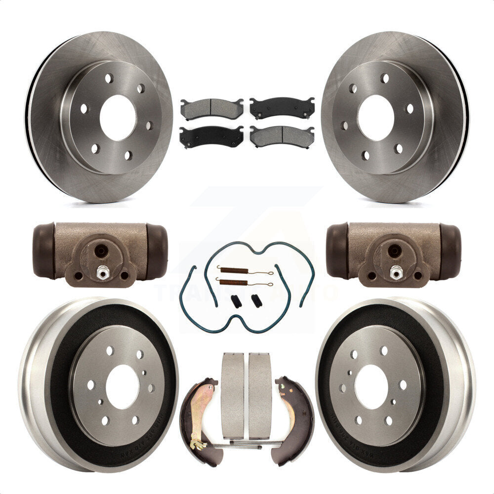 Front Rear Disc Brake Rotors Semi-Metallic Pads And Drum Kit (9Pc) For Chevrolet Silverado 1500 GMC Sierra Classic With 7000 Lb GVW K8S-102475 by Transit Auto