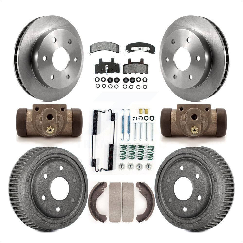 Front Rear Disc Brake Rotors Semi-Metallic Pads And Drum Kit (9Pc) For 1992-1999 Chevrolet K1500 With 10" Diameter K8S-102492 by Transit Auto