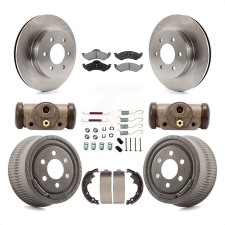 Front Rear Disc Brake Rotors Semi-Metallic Pads And Drum Kit (9Pc) For 2000-2002 Dodge Dakota With 9" Diameter K8S-102518 by Transit Auto