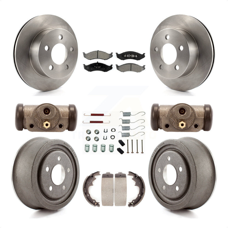 Front Rear Disc Brake Rotors Semi-Metallic Pads And Drum Kit (9Pc) For Jeep Wrangler TJ K8S-102520 by Transit Auto