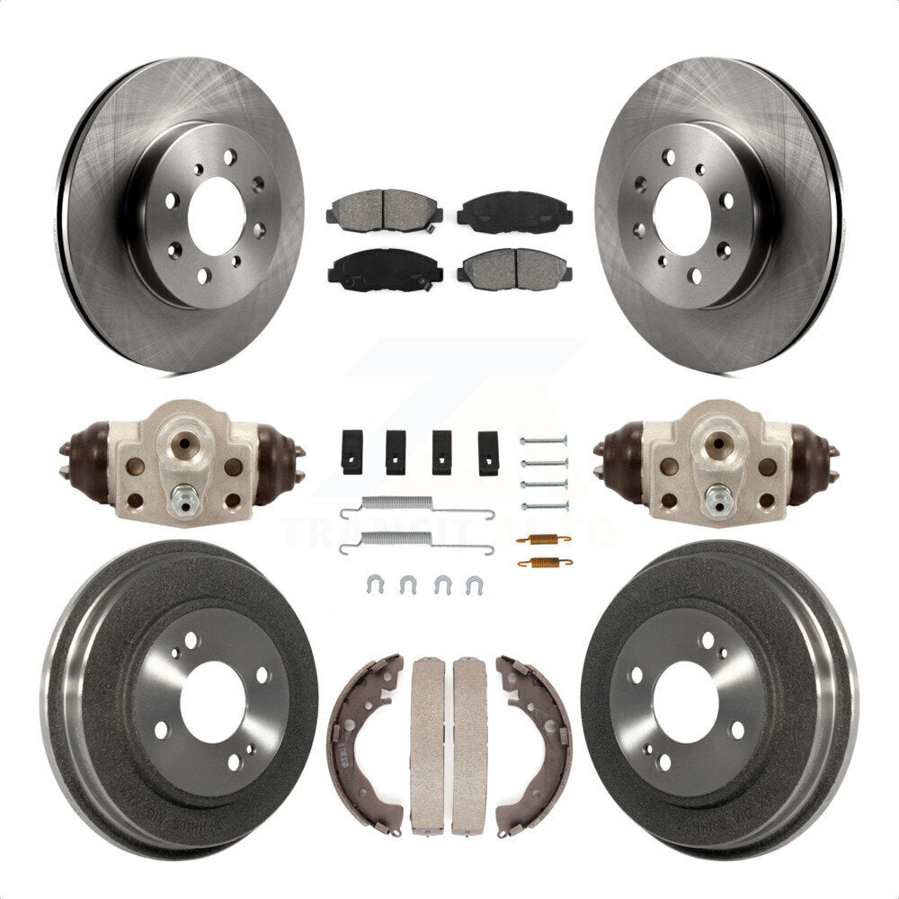 Front Rear Disc Brake Rotors Semi-Metallic Pads And Drum Kit (9Pc) For Honda Insight K8S-102538 by Transit Auto