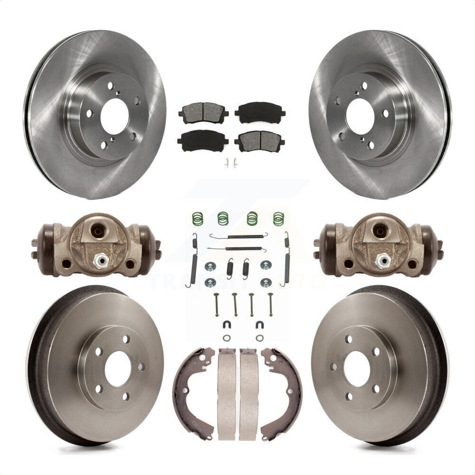 Front Rear Disc Brake Rotors Semi-Metallic Pads And Drum Kit (9Pc) For 1998-2002 Subaru Forester 4-Wheel ABS K8S-102548 by Transit Auto