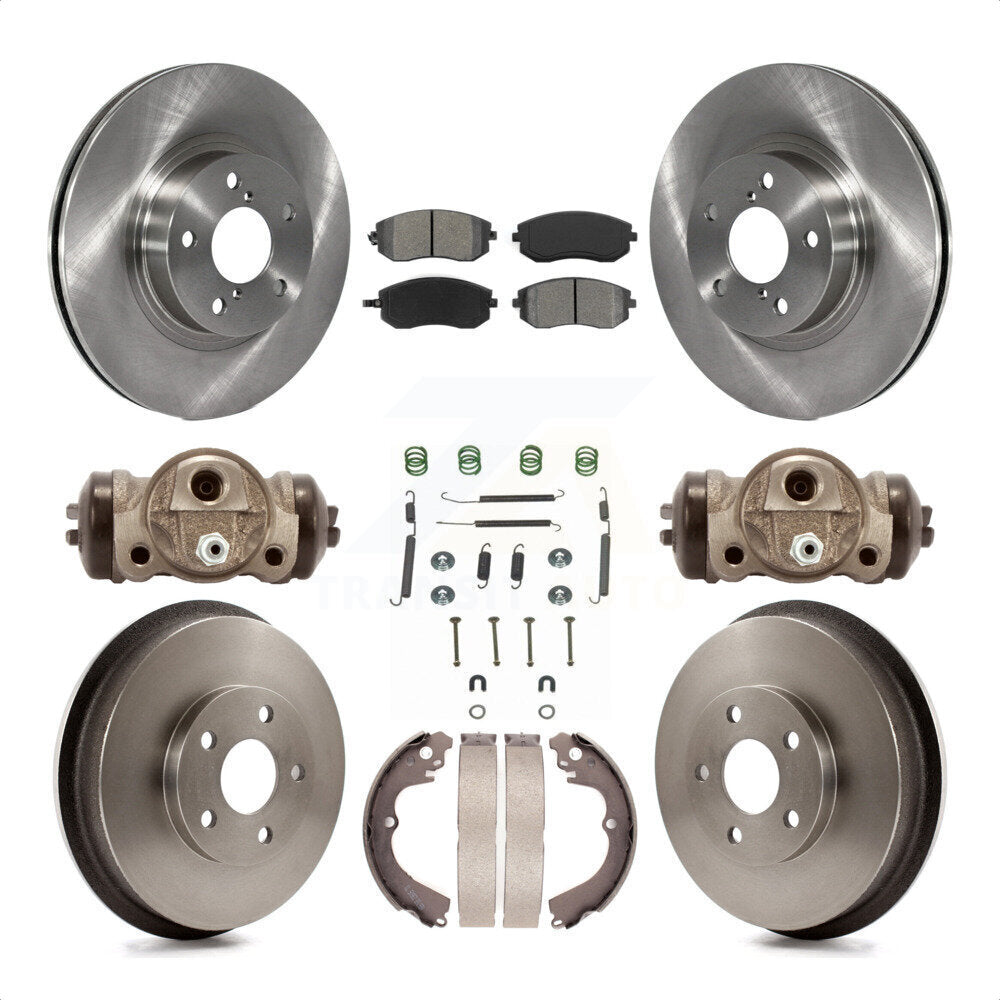 Front Rear Disc Brake Rotors Semi-Metallic Pads And Drum Kit (9Pc) For 2002-2003 Subaru Impreza Outback RS TS K8S-102549 by Transit Auto