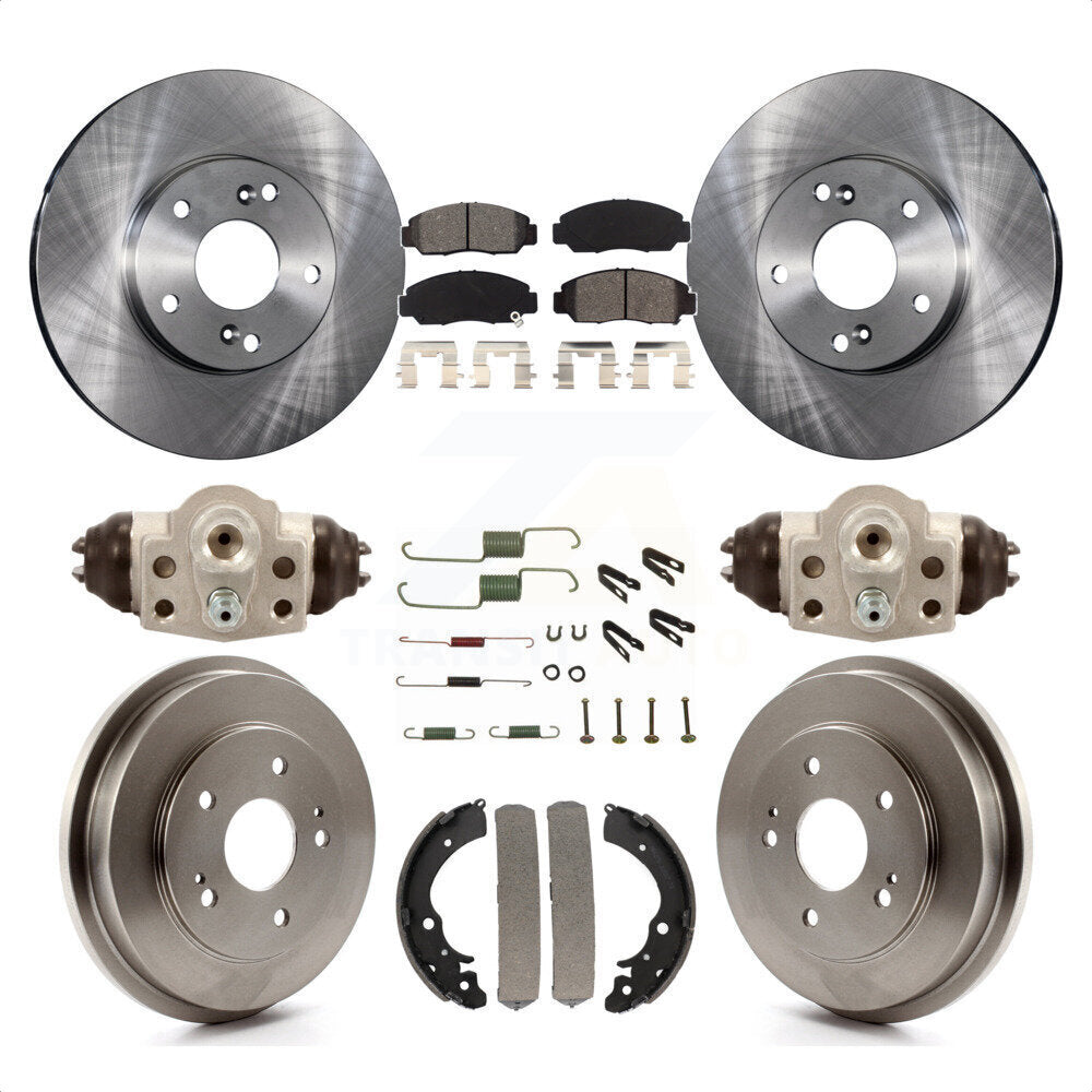 Front Rear Disc Brake Rotors Semi-Metallic Pads And Drum Kit (9Pc) For Honda Civic GX K8S-102551 by Transit Auto