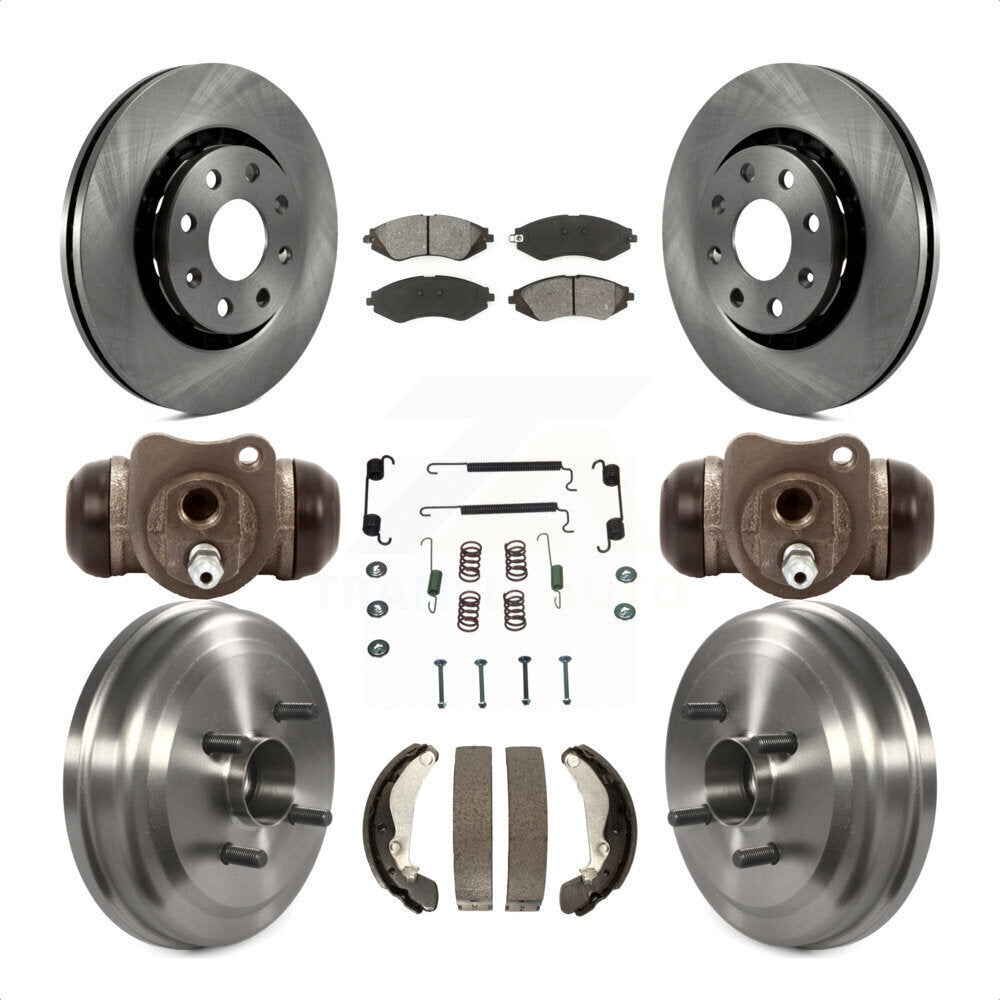 Front Rear Disc Brake Rotors Semi-Metallic Pads And Drum Kit (9Pc) For Chevrolet Aveo Aveo5 Pontiac G3 Wave Wave5 With Hub Assembly K8S-102590 by Transit Auto