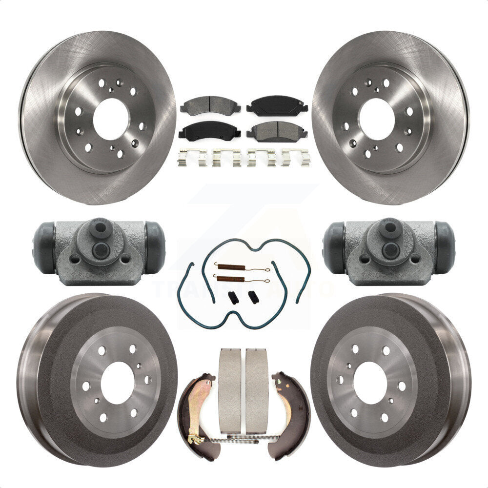 Front Rear Disc Brake Rotors Semi-Metallic Pads And Drum Kit (9Pc) For 2009-2009 Chevrolet Silverado 1500 GMC Sierra Except Vehicles Using Hold Down Pins With 6400 Lb GVW K8S-102591 by Transit Auto