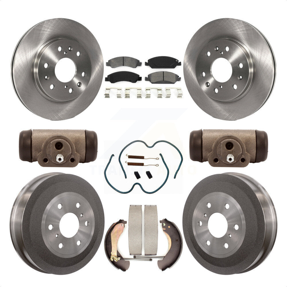 Front Rear Disc Brake Rotors Semi-Metallic Pads And Drum Kit (9Pc) For 2009-2009 Chevrolet Silverado 1500 GMC Sierra Except Vehicles Using Hold Down Pins With 7000 Lb GVW K8S-102592 by Transit Auto