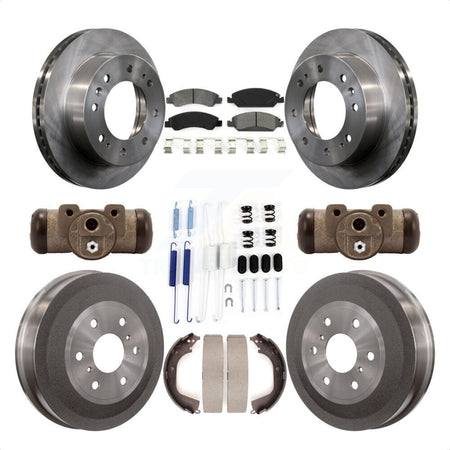 Front Rear Disc Brake Rotors Semi-Metallic Pads And Drum Kit (9Pc) For 2011 Chevrolet Silverado 1500 Hybrid With 6400 Lb GVW K8S-102598 by Transit Auto